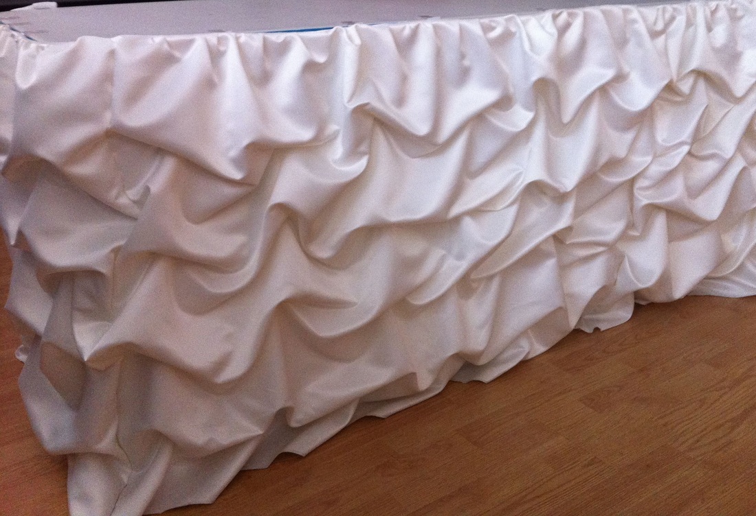 Ruffled Poly Satin Tableskirt - White